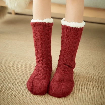 Womens Fuzzy Thermal Sock Plush Grip Hemp Winter Soft Female Home Indoor Warm Bedroom Non slip fluffy Thick Slipper Floor Sock.