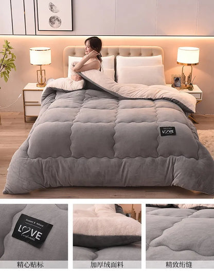 New Super Warm Lamb Wool Quilt Winter Thickened Cotton Quilt Warm Cotton Double sided Velvet Soft Extra Large Blanket.