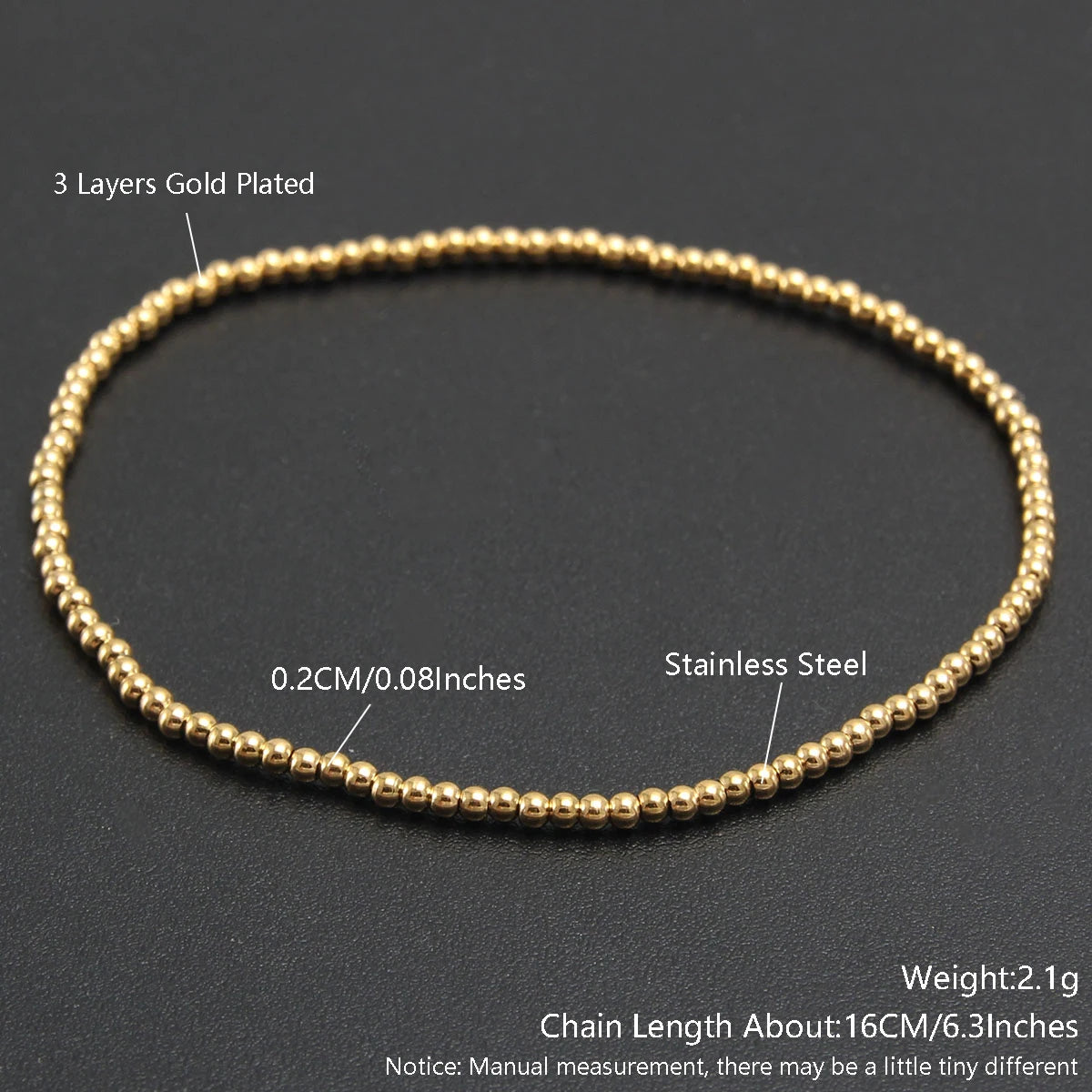 MHS.SUN Trend Stretch Stainless Steel Bracelets Gold Sliver Color 2MM 5MM 8MM Stacked Ball Beaded Bracelet For Women Men Jewelry