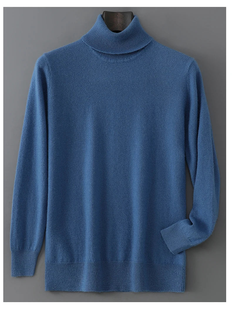 2025 Autumn/Winter High Collar Men's 100% Pure Wool Stylish Youth Loose Knitted Outerwear Flip Collar Casual Base Men's Sweaters