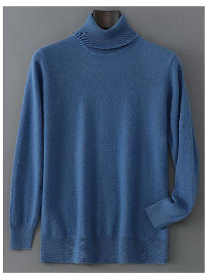 2025 Autumn/Winter High Collar Men's 100% Pure Wool Stylish Youth Loose Knitted Outerwear Flip Collar Casual Base Men's Sweaters