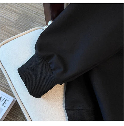 175kg plus size Damen büste Frühling Herbst loser Polo kragen Kaninchen besticktes Sweatshirt schwarz weiß 5xl 6xl 7xl 8xl 9xl