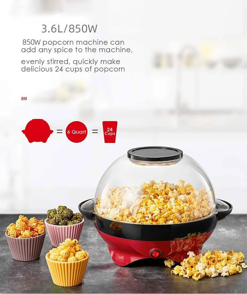 Household 850W electric popcorn machine automatic hot Pipoqueir machine Home-made Diy Popcorn Movie Snack Sonifer Popper.
