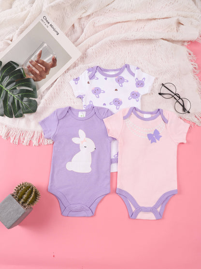 3PCS Sommer Jungen und Mädchen Nette Muster Hoodie Set Kurzarm Dreieck Overall Neugeborenen Baumwolle Bequeme Overall Pyjamas