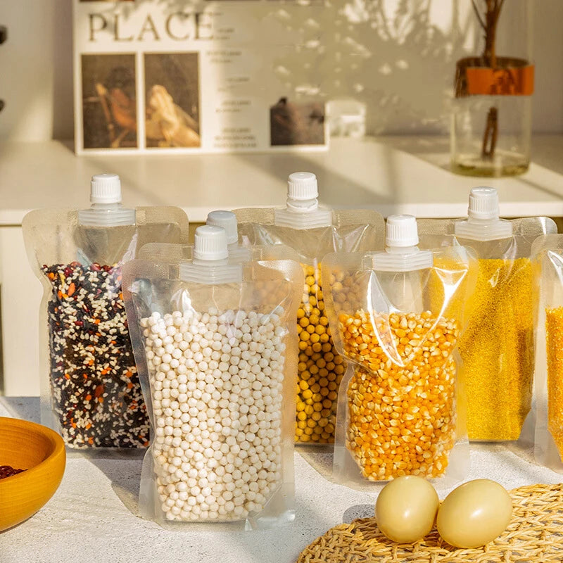 5Pcs Grains Sealed Bag Cereal Containers Moisture-Proof And Insect-Proof Transparent Food Grade Storage Bag Kitchen Organizer.