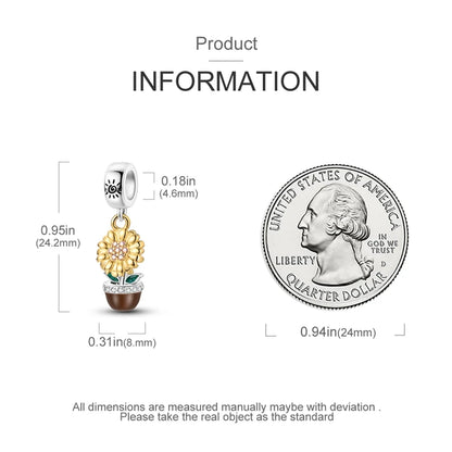 Flowers Series 925 Sterling Silver Sunflowers Tulip Carnation Charms Fit Original Bracelet  For Women Jewelry Making