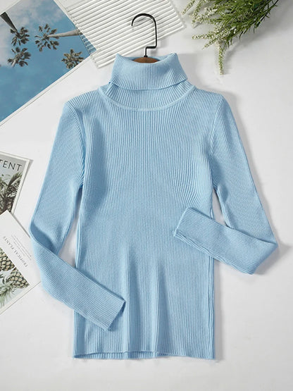 JMPRS Rollkragenpullover Frauen Mode Einfache Winter Pullover Jumper Hohe Elastische Gestrickte Herbst Weibliche Grundlegende Tops Casual Bluse