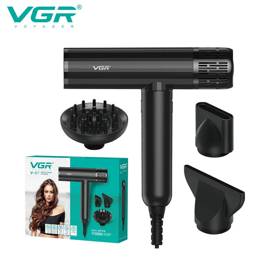 VGR Hair Dryer Professional Air Blower Brushless Motor Hair Dryer Machine 110000 RPM Hair Dryer Negative Ion Barber Salon V-427.