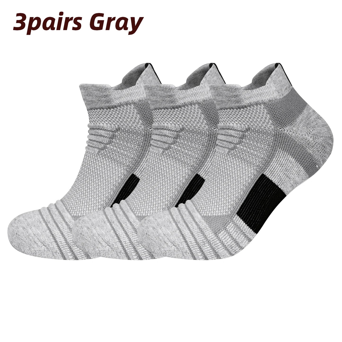 3 Pairs Mesh Sports Terry Socks Cushioned Moisture-managing And Durable Reduces Foot For Running Hiking Cycling Baskateball.