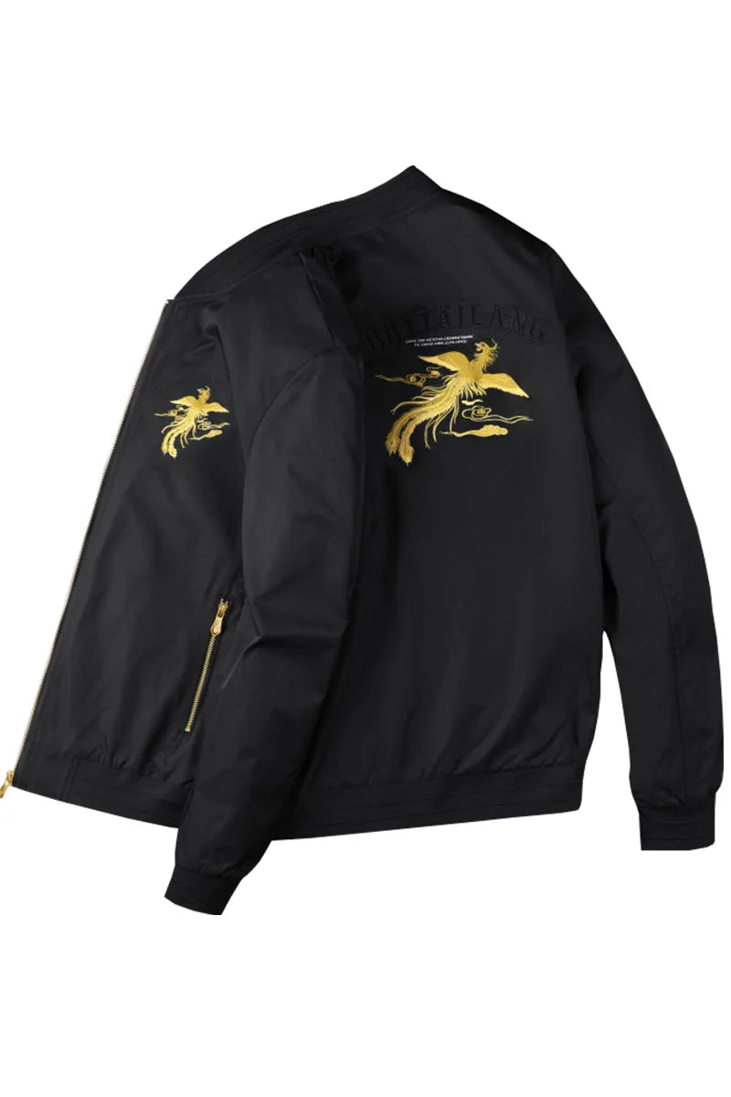 Spring men's Phoenix embroidered jacket Slim youth coat Outdoor sports trend top men's jacket.