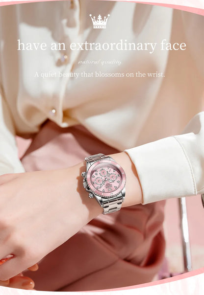 OLEVS 5632 Womens Watch Elegant Luxury Quartz Watch Zircon Scale Waterproof Luminous Automatic Date Ladies Watch Gifts Original.