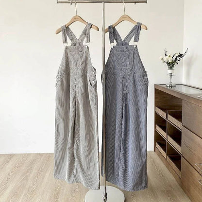 Jumpsuits Loose Casual Straight Pants American Style Jeans Vintage Artistic Rompers One Piece Outfits Autumn Women Clothing.