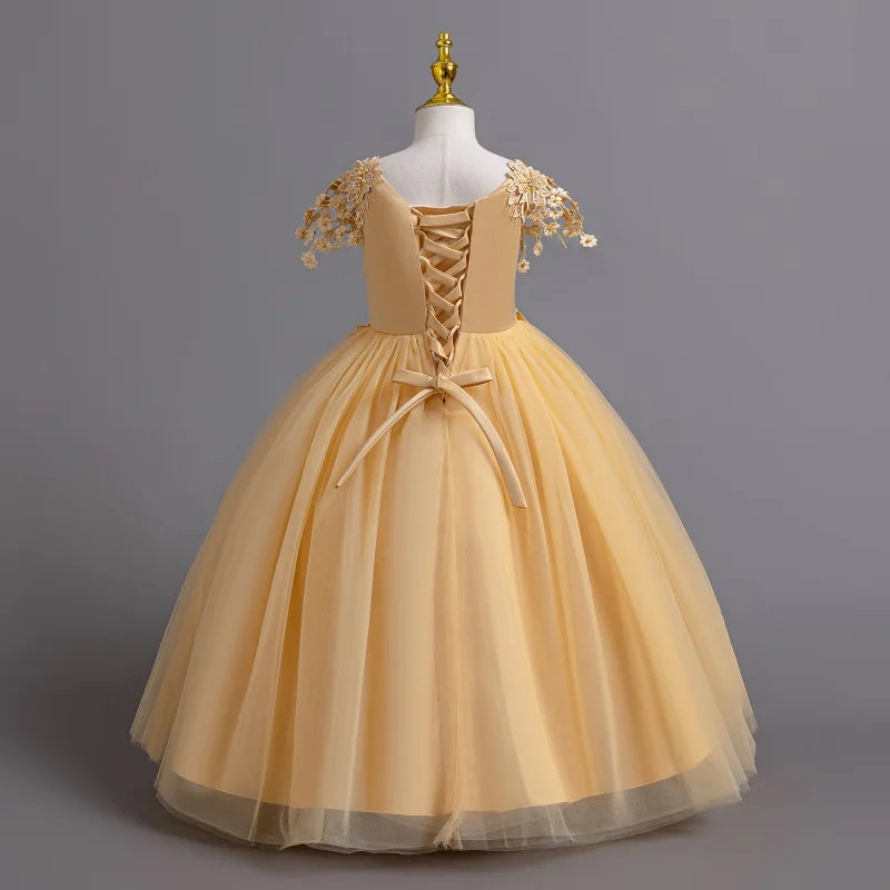 Prinzessin Mädchen Kommunion Geburtstags feier Tanz Leistung Pailletten schwarz Kleid Mädchen Hochzeit Brautjungfer Party Langarm Kleid.