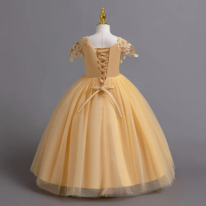 Prinzessin Mädchen Kommunion Geburtstags feier Tanz Leistung Pailletten schwarz Kleid Mädchen Hochzeit Brautjungfer Party Langarm Kleid.