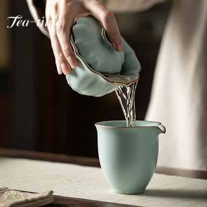 155ml Imitation Song Dynasty Azure Ru Kiln Gaiwan Porcelain Bowl Tea Bowl Tea Tureen Tea Brewing Cover Bowl Chinese Tea Set Gift.