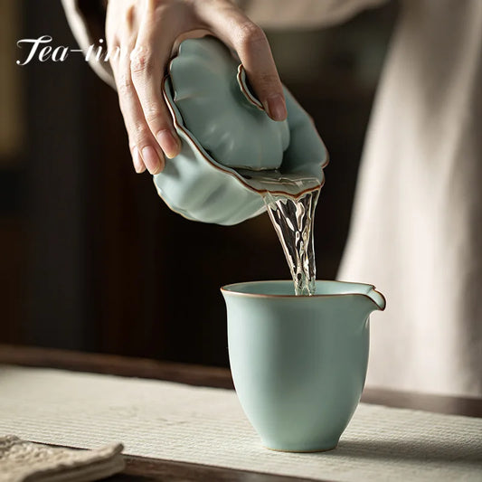 155ml Imitation Song Dynasty Azure Ru Kiln Gaiwan Porcelain Bowl Tea Bowl Tea Tureen Tea Brewing Cover Bowl Chinese Tea Set Gift.