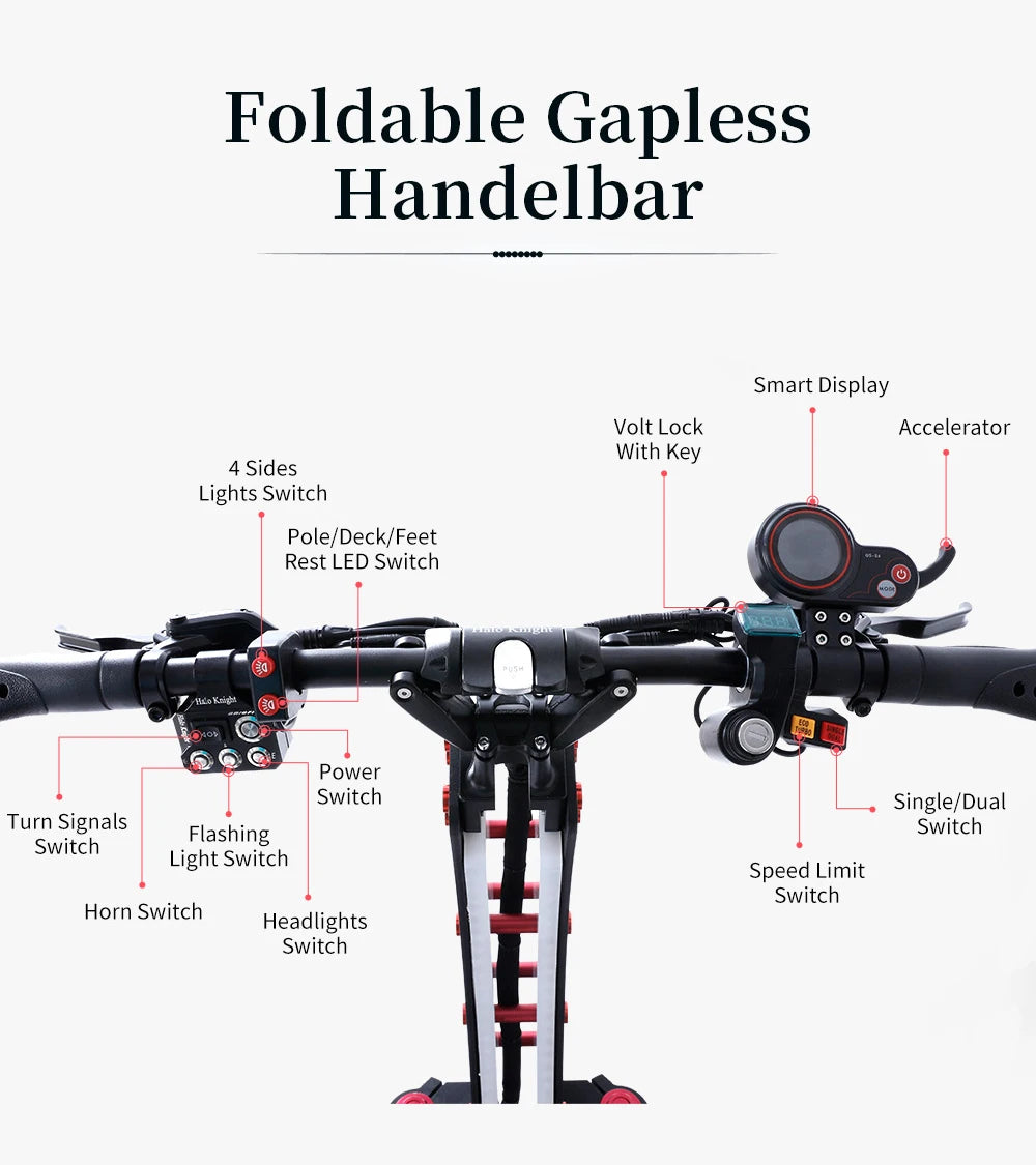 Halo Knight T107Max Electric Scooter Adult 14 Inch Off road Tires E-Scooter  for Men 4000W 72V 50 AH Foldable City EScooter.