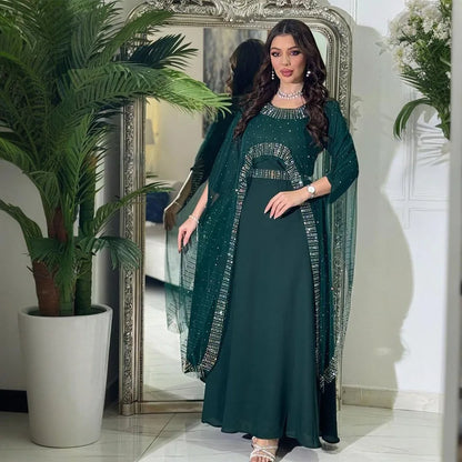 Abendkleider Arabische Lange Robe Stickerei Muslimische Frauen Party Jalabiya Eid Ramadan Marokko Dubai Abayas Kaftan Islam Vestidos Neue.