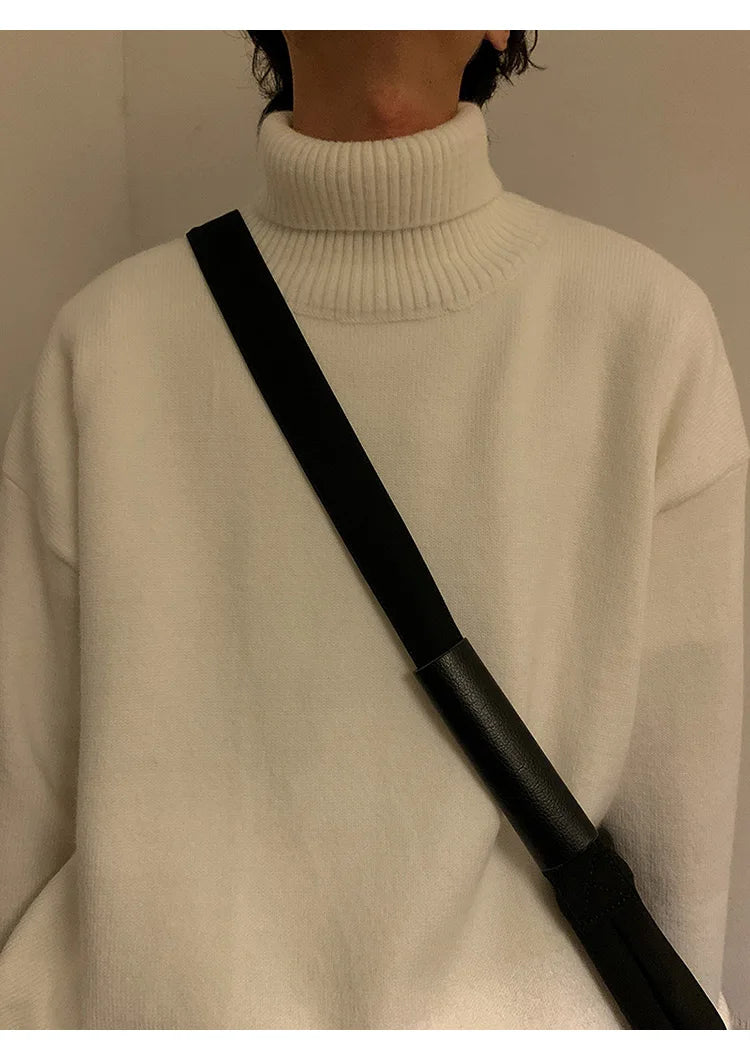 Turtleneck Men's Sweater Autumn 2025 New Knitted High Neck Pullover Streetwear Comfortable Fitness Tops Clothing Knitwear.