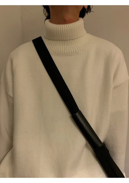 Turtleneck Men's Sweater Autumn 2025 New Knitted High Neck Pullover Streetwear Comfortable Fitness Tops Clothing Knitwear.
