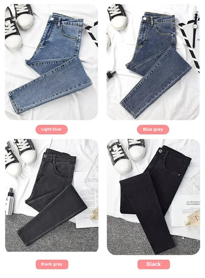 High-waisted Slimming Jeans Women's Cropped Pants Spring Autumn 2021 New Elastic Tight Slims Smooths Your Silhouette Pencil.
