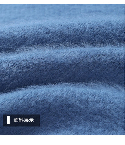 Men's 100% Mink Cashmere Large Size Sweaters Autumn Winter Solid POLO-neck Casual Knit Pullovers Men Long Sleeve Warm Jumper to