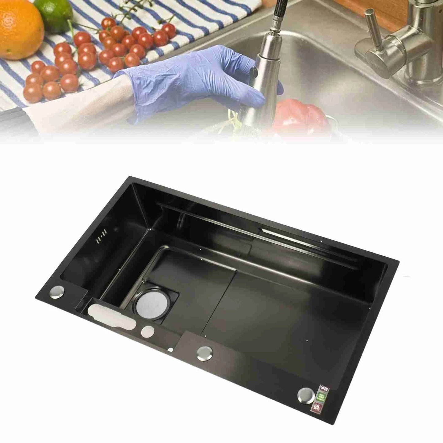 Intelligentes Küchenspülbecken, professionelles Edelstahl-Waschbecken mit verdickter gebürsteter Oberfläche, großes Fassungsvermögen, Digitalanzeige, Küchenspüle