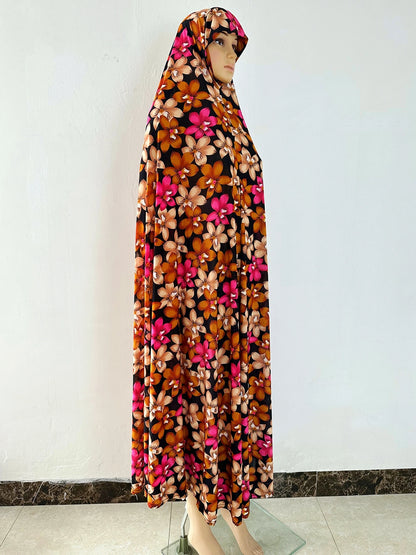 6XL  Muslim Womens Hooded Abaya African Sleeveless Prayer Garment Kaftan Dress With Hijab Floral Dubai Saudi Robe Ramadan