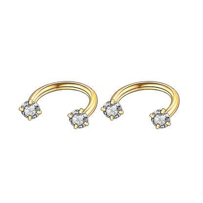 2Pcs 6/8/10mm Stainless Steel Zircon Piercings Earrings Horseshoe Ring Piercing Nose Ear Belly Rings Body Jewelry For Women/Men