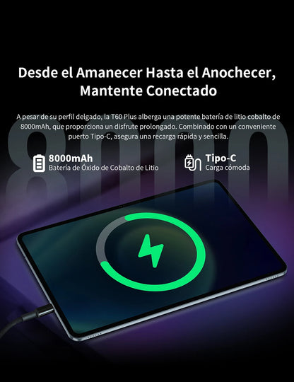 【New】Teclast T60 Plus 12 Inch Tddi 90Hz 2K Screen 2000X1200 Android 14 Widevine L1 Mtk Helio G88 (6Gb Ram+10Gb Expansion)16Gb/128Gb 8000Mah Battery 4g Lte Dual Sim Tf up to 1Tb