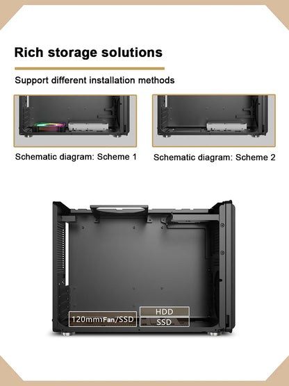 Power Train P40 MATX Mesh Case Handheld DIY Mini Compact ITX Type-c Desktop Game Computer Chassis Supports 350mm Graphics Card.