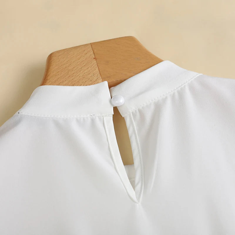 ZANZEA Fashion Stand Collar Blouse Woman 3/4 Sleeve Solid Color Tunic Tops Female Casual Loose Shirt Elegant Party Blusas Mujer