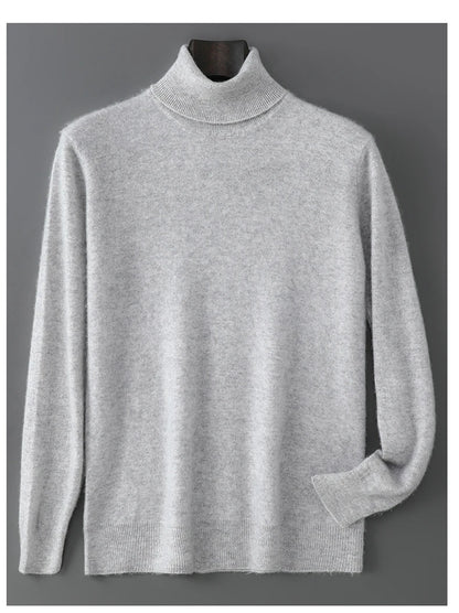 2025 Autumn/Winter High Collar Men's 100% Pure Wool Stylish Youth Loose Knitted Outerwear Flip Collar Casual Base Men's Sweaters.