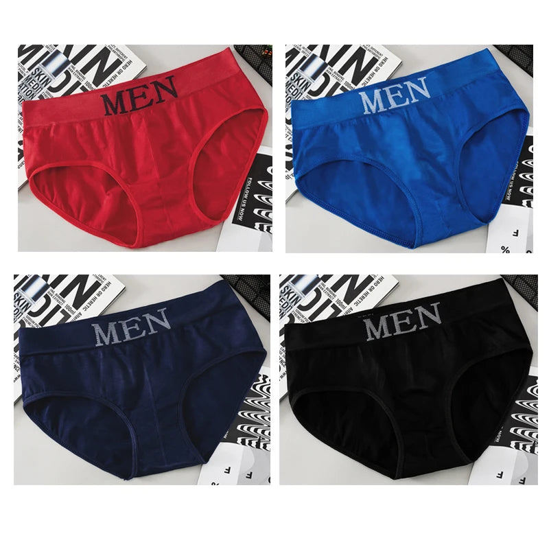 4pcs Mens Sexy Briefs Teenager Sport Underwears Plus Size Fat Men's Underpant Panties Students Breathable Fashion Casual Panties.