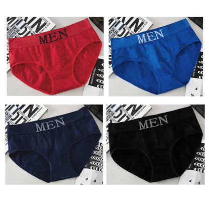 4pcs Mens Sexy Briefs Teenager Sport Underwears Plus Size Fat Men's Underpant Panties Students Breathable Fashion Casual Panties.