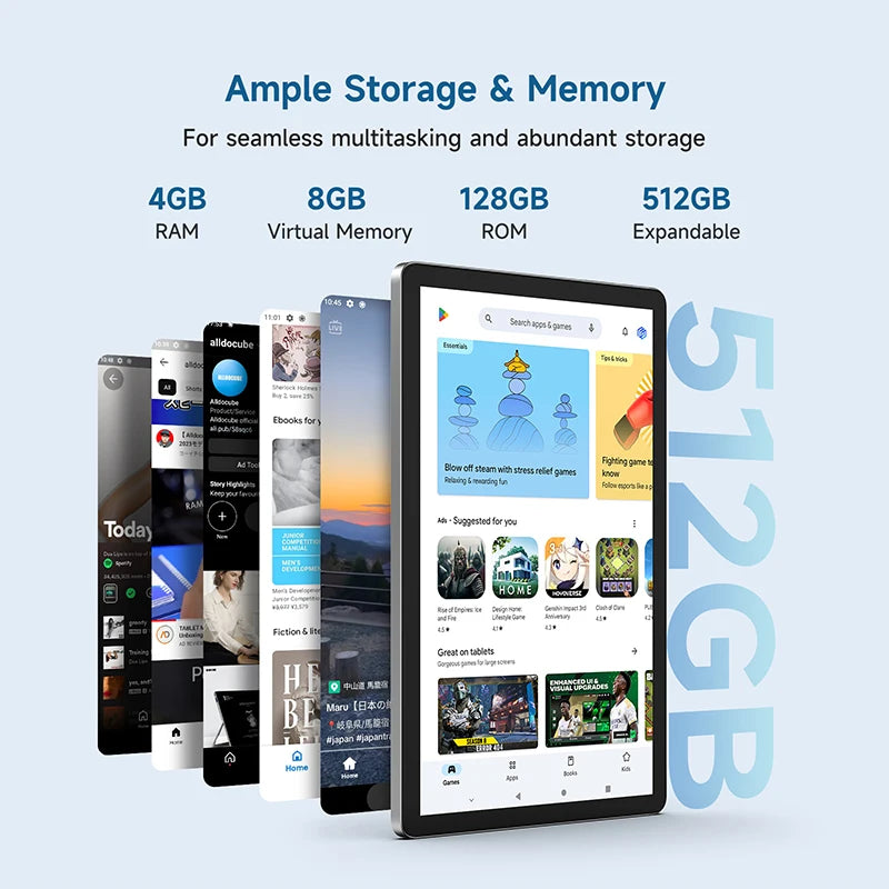 ALLDOCUBE iPlay60 Lite Tablet 10.95" 60Hz Display Unisoc T606 12GB(4GB+8GB Virtual)RAM 128GB ROM 4G LTE 8000mAh Android 14.