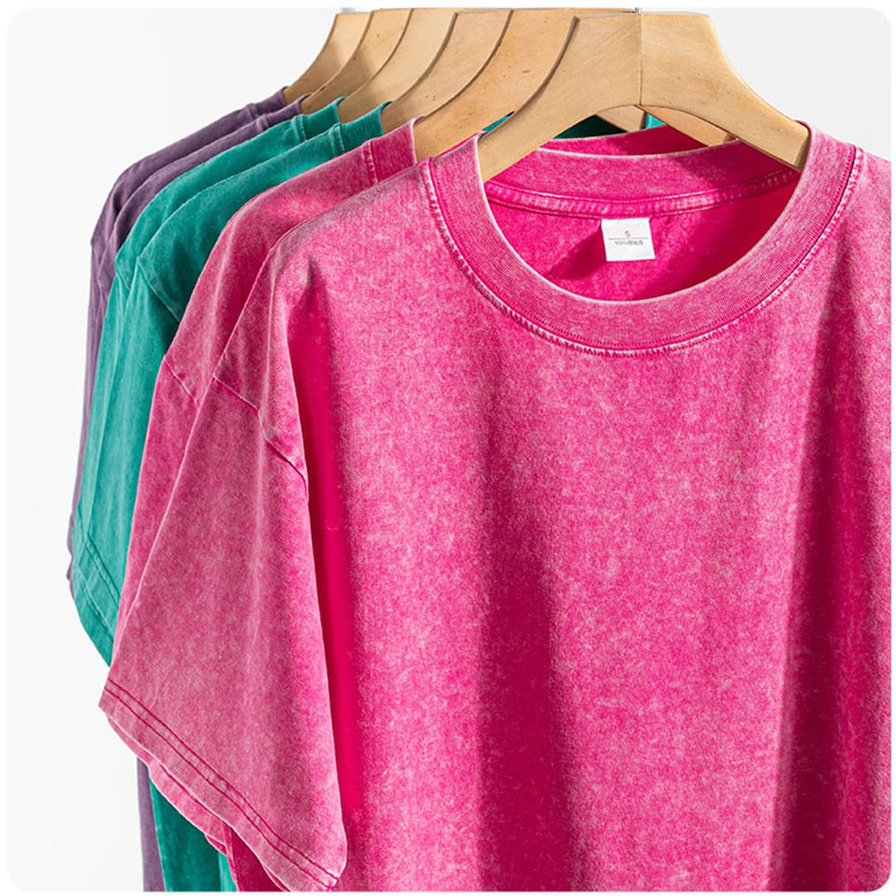 Men's Women Washed Vintage T-Shirts Street Hip Hop Retro Punk T Shirt Harajuku Casual Cotton Short Sleeve Couple TShirts Tees.