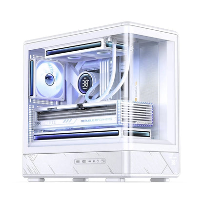 JONSBO D200 MATX Case (Column-Free Curved Sea View/240 Radiator/ATX Power Supply/Digital Display/Type-C Gen2 10Gbps+).