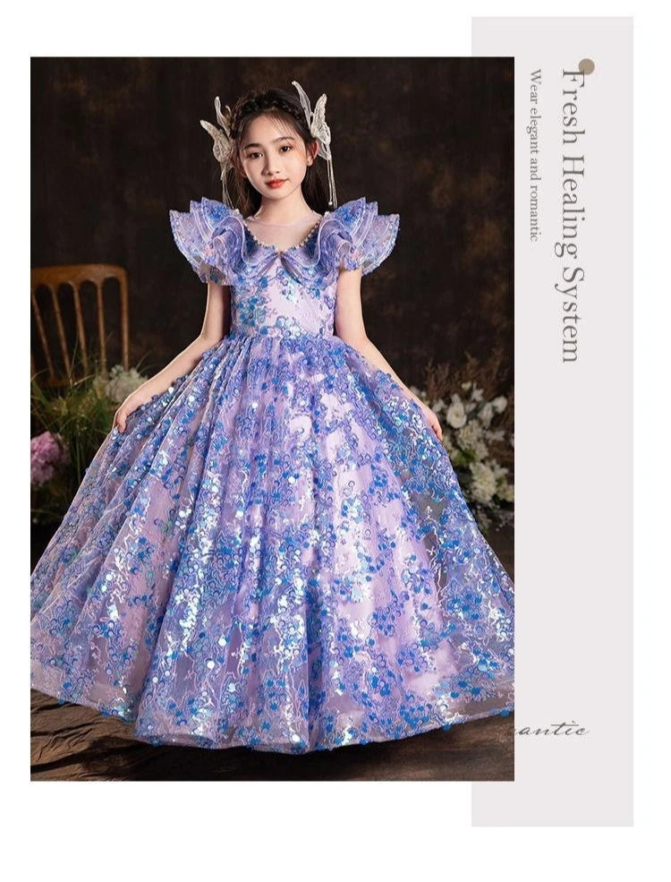 Elegante Mädchen Prinzessin Geburtstag Party Blumenmädchen Hochzeit Schönheit Kleid Kinder Leistung Weiß Rosa Tutu für formelle Anlässe.