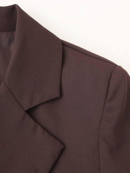 TRAFZA Frauen Elegante Feste Revers Zwei Tasten Anzug Jacke Mode Lange Hülse Dünne Kurze Mäntel 2024 Neue Casual Büro Dame Blazer.