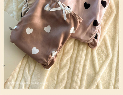 Sexy lingerie women Satin tangas lace ropa interior femenina sweet calzones para mujer plus size panties heart underwear women.