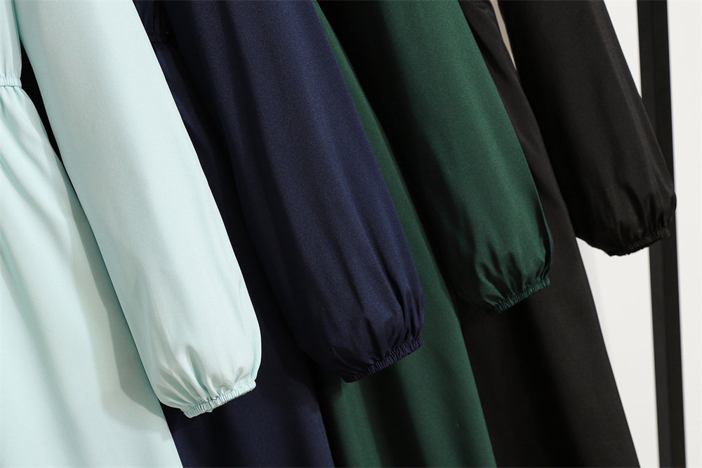 Frühling Herbst Mode weibliche Vestidos solide volle Ärmel O-Ausschnitt lässig Chiffon Kleid Frauen muslimischen langen Kleid Maxi kleider.