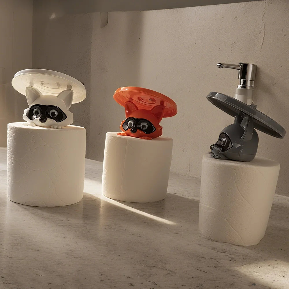 Lustiger Waschbär-Toilettenpapierhalter, Badezimmer-Organizer, niedlicher Waschbär-Rollen-Aufbewahrungshalter für Badezimmer, Toilettenpapierhalter