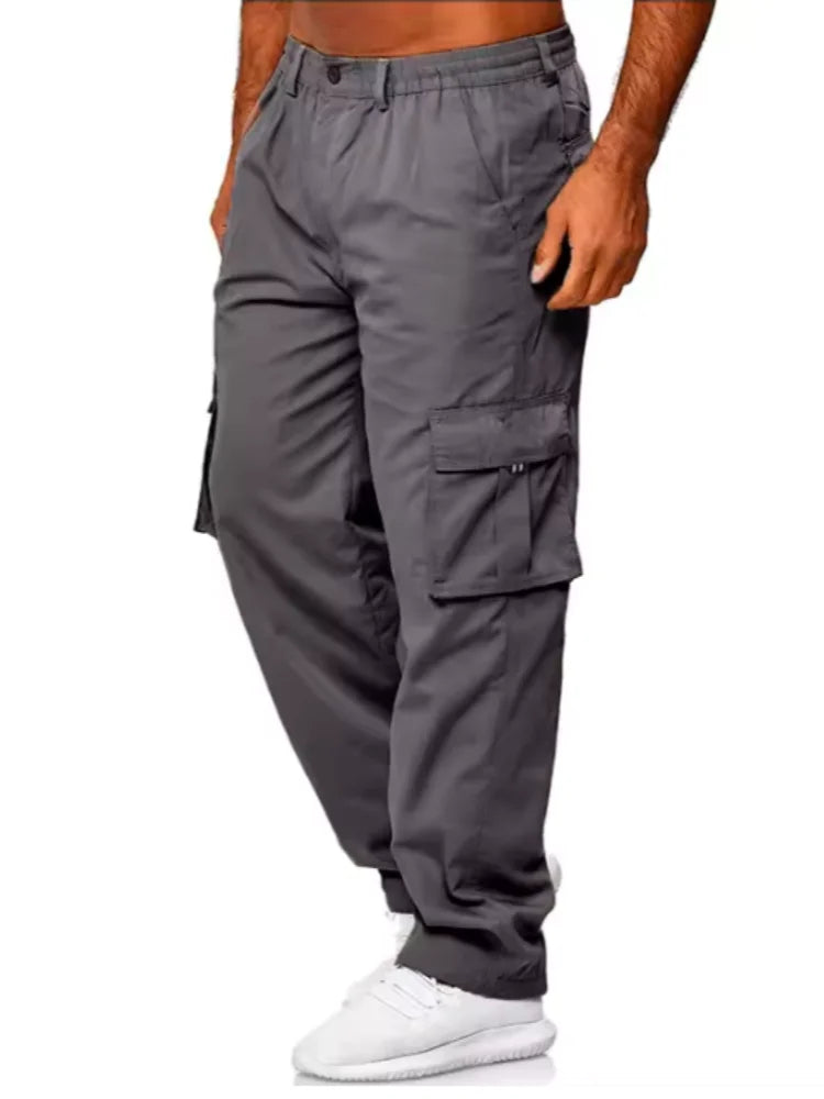 Men's Cargo Pants Sweatpants Outdoor Loose Straight Long Trousers Summer Casual Multi-Pocket Durable Workwear Male Trousers.