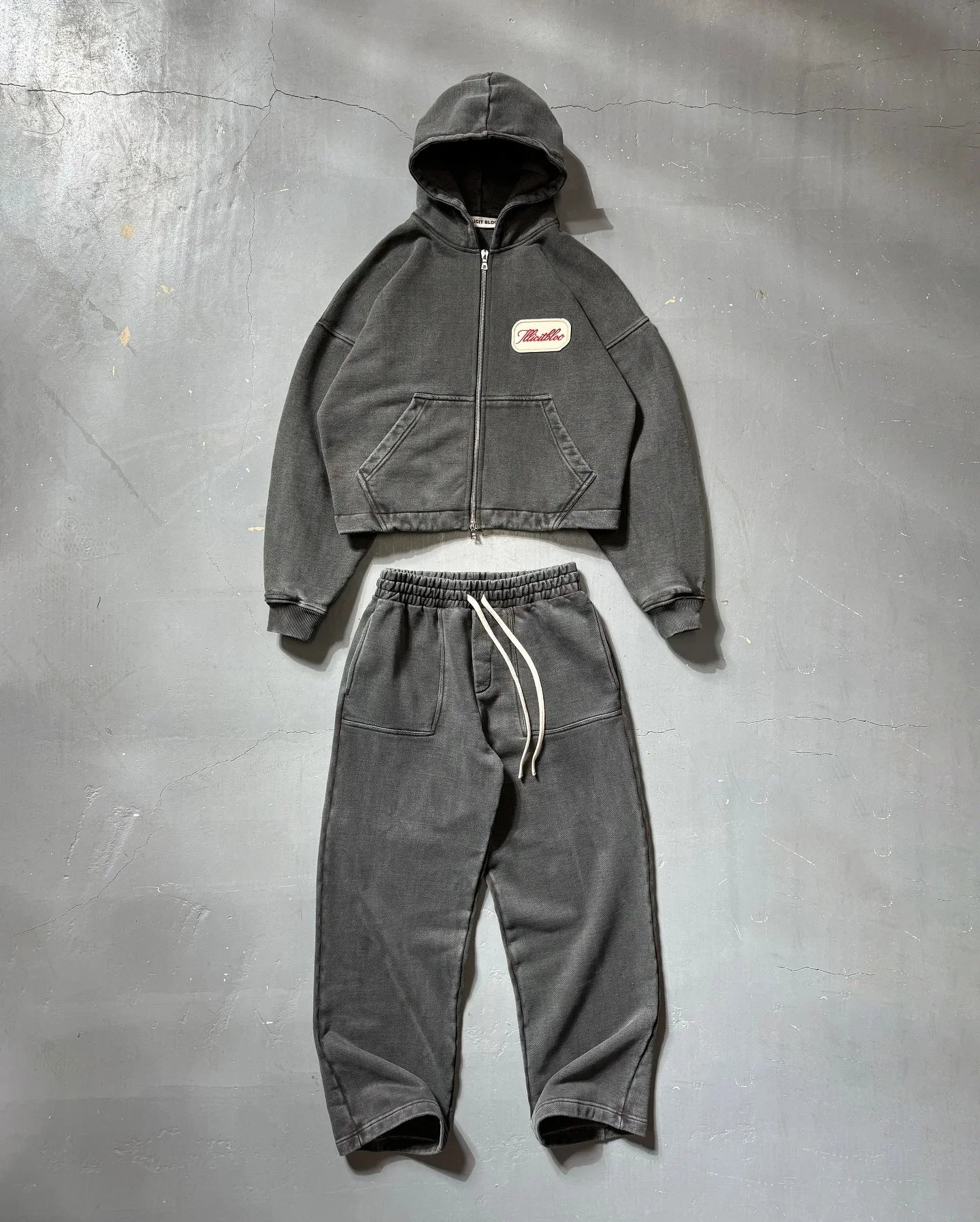 Casual Fashion American Solid Color Cotton Oversized Sweatshirt Men Two Piece Harajuku Joker Slacks Jogging Pants Tracksuits