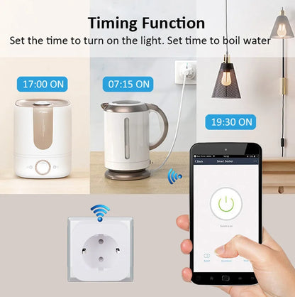 Tuya Wifi Steckdosen Smart Homekit 20A Smart EU Stecker Mit Überwachung Timing Unterstützung Google Assistent Alexa Voice Control.