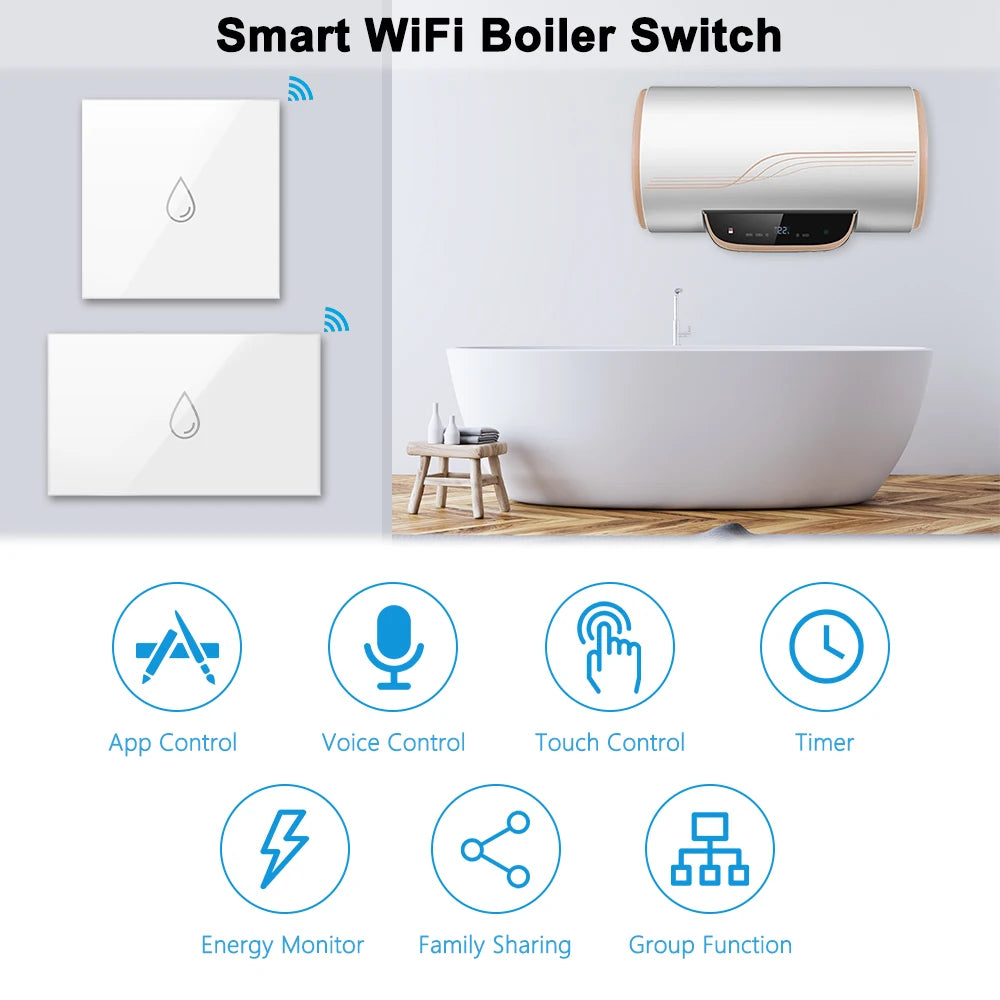 LoraTap WiFi Kessel Warmwasserbereiter EU US IL Schalter Tuya Smart Life App Fernbedienung Energieüberwachung Stimme Google Home Alexa.