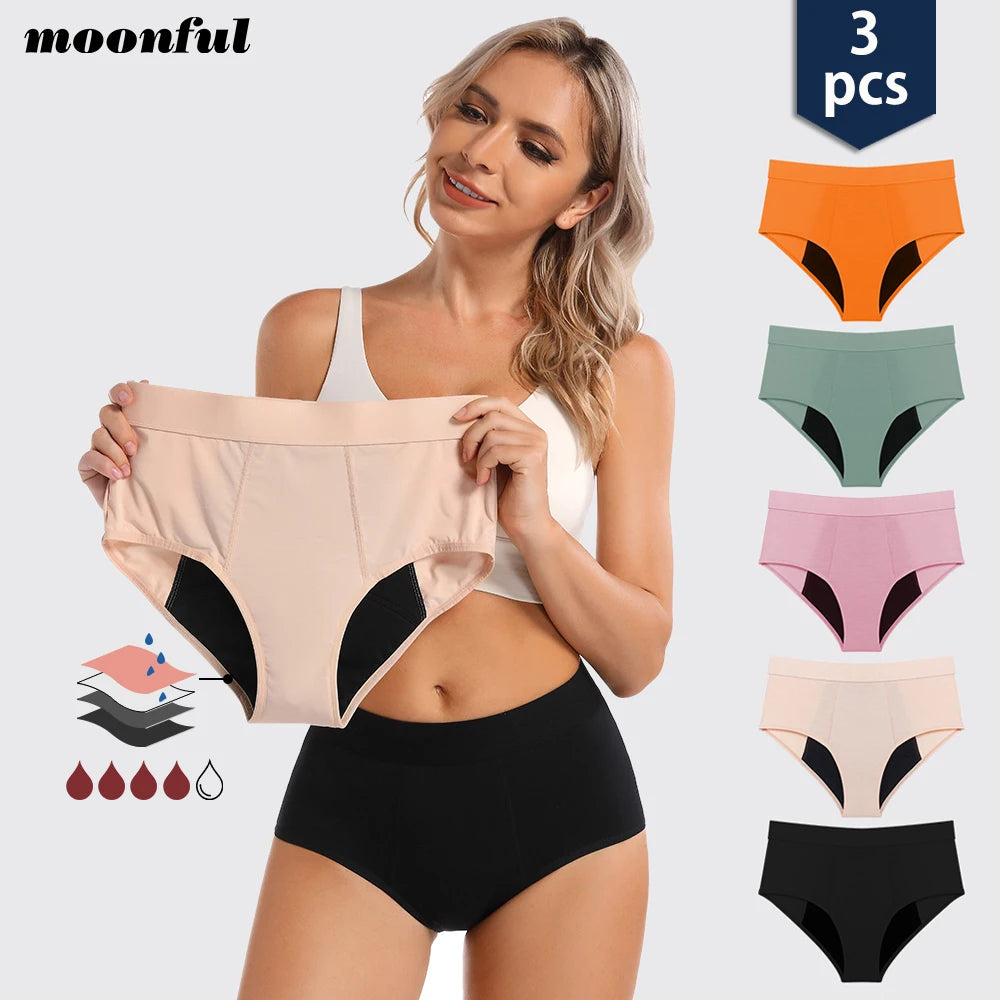 3PCS/Lot Menstrual Panties Woman Very Abundant Flow Menstruation Underwear High Waist Leak Proof Period Panties for Girls Set.