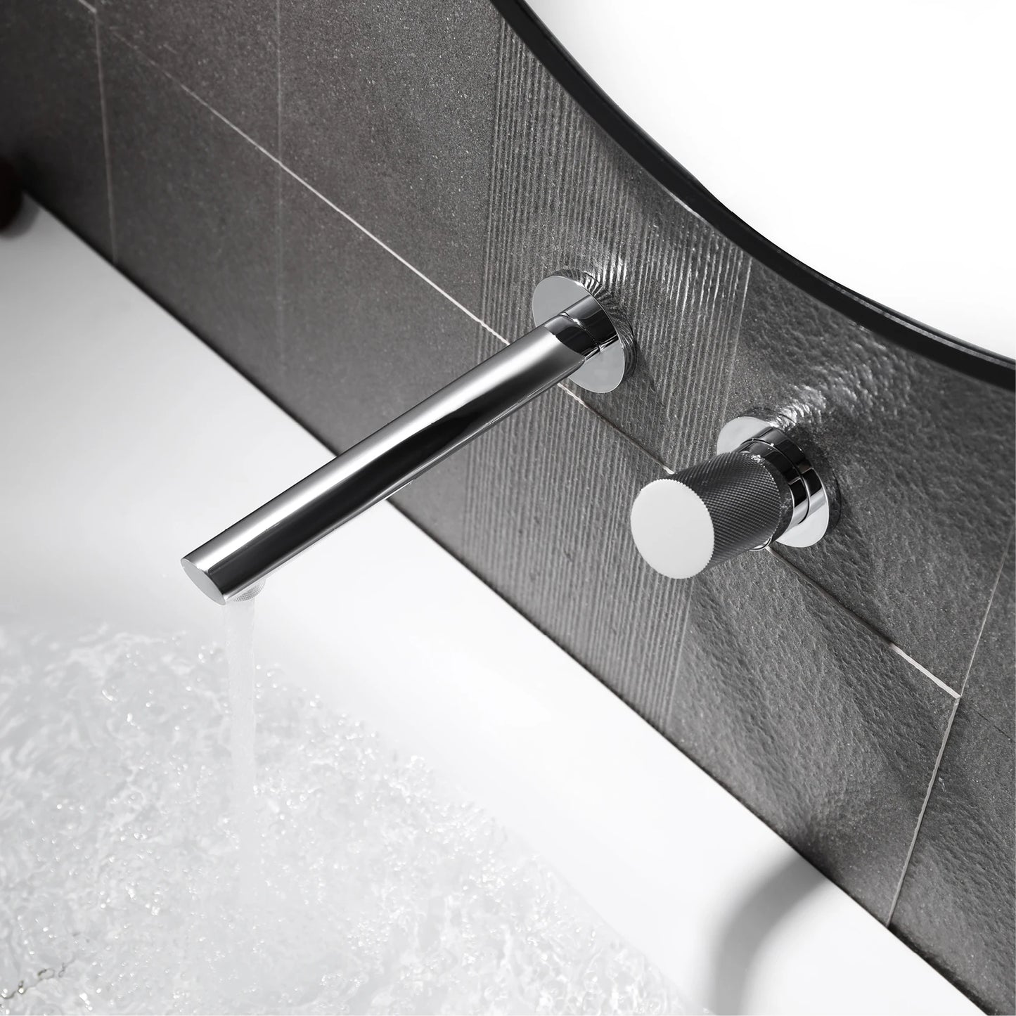 Luxury brushed gold brass wall mounted adjustable water volume bathroom faucet Embedded design for hot and cold water basin Tap