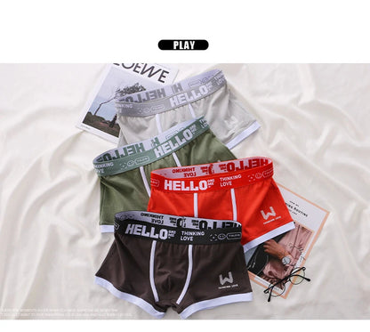1/3PCS männer Boxer Baumwolle Shorts Höschen Weichen Brief Gürtel Atmungs Mode Sport Männer Boxer Mid-taille vier Ecke Hosen